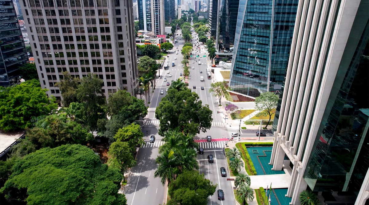 Avenida corporativa de São Paulo, vista aérea